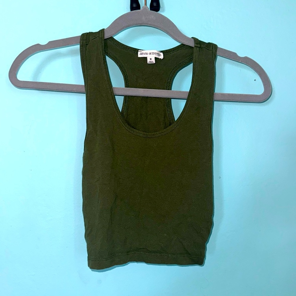 Army Green Crop Top : Size M